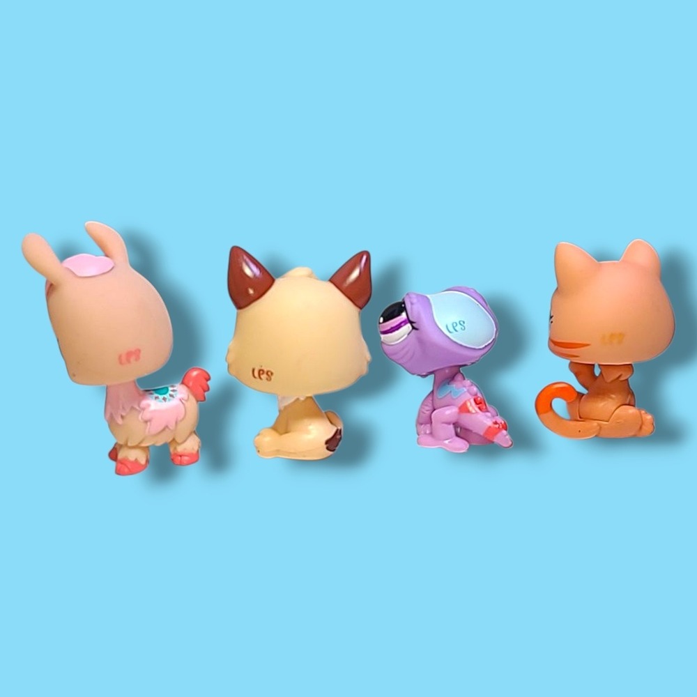 Lot 4 LPS Littlest Pet Shop Animals 2009 & 2010 C-031G Cat Dog Llama Chameleon - Picture 4 of 5